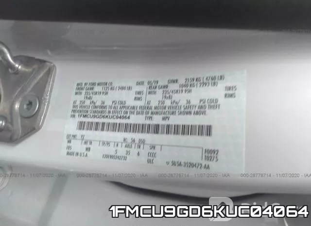 1FMCU9GD6KUC04064 фото 7