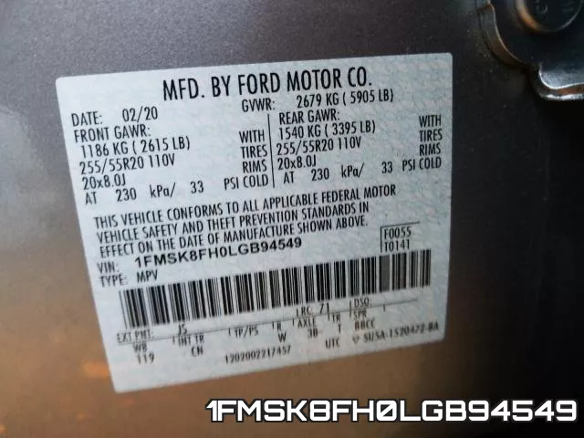 1FMSK8FH0LGB94549 фото 2