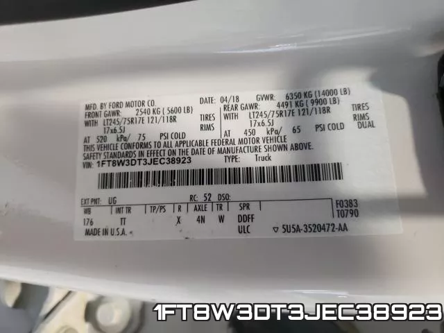 1FT8W3DT3JEC38923 фото 2