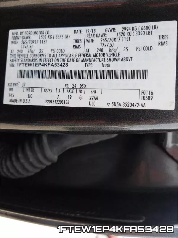 1FTEW1EP4KFA53428 фото 2
