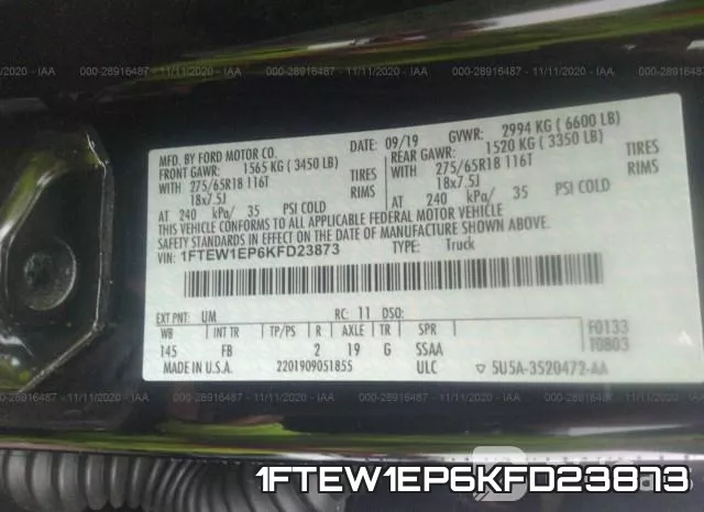 1FTEW1EP6KFD23873 фото 10