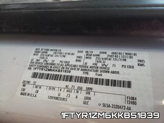 1FTYR1ZM6KKB51839 фото 2