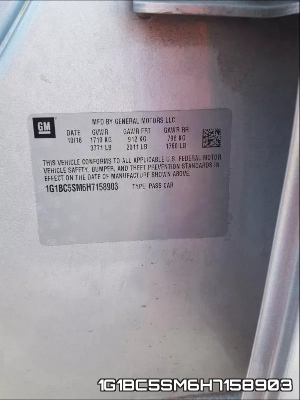 1G1BC5SM6H7158903 фото 2