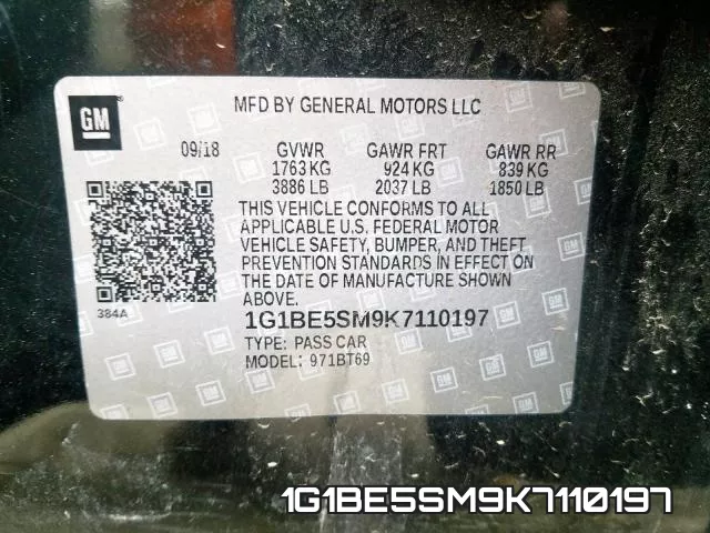 1G1BE5SM9K7110197 фото 2