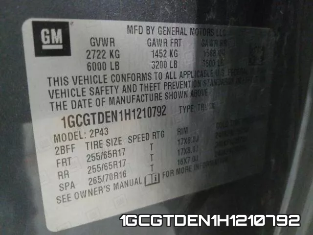 1GCGTDEN1H1210792 фото 2