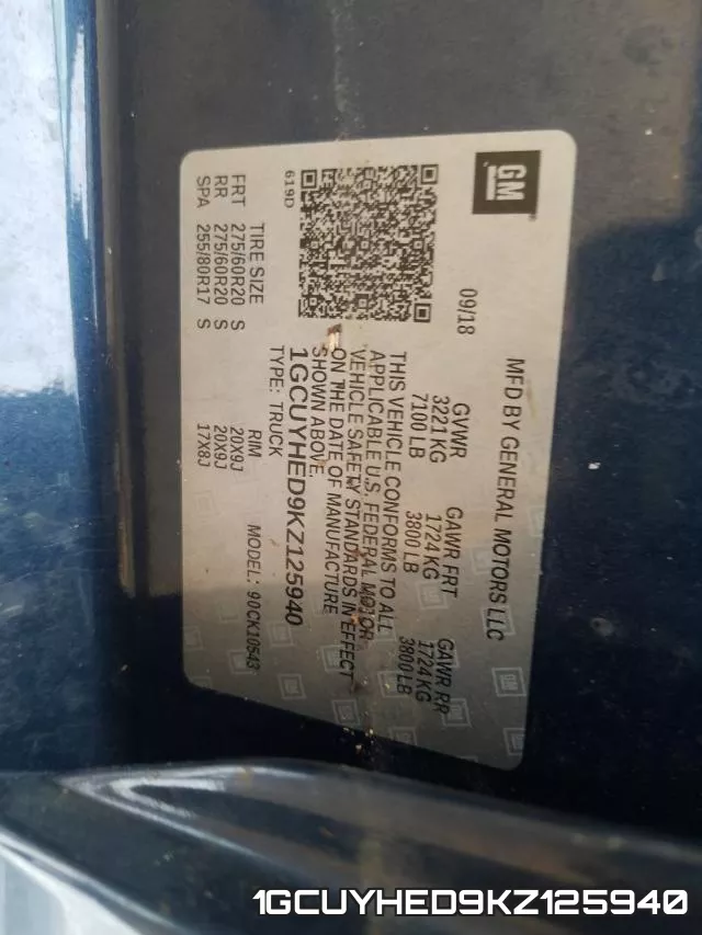 1GCUYHED9KZ125940 фото 2