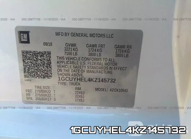 1GCUYHEL4KZ145732 фото 9