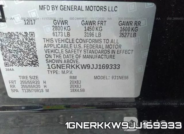 1GNERKKW9JJ169333 фото 9