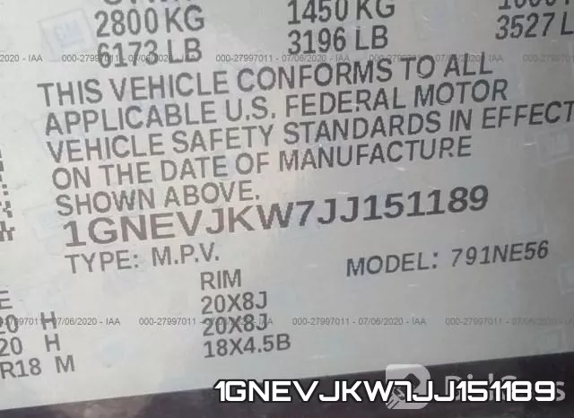 1GNEVJKW7JJ151189 фото 9