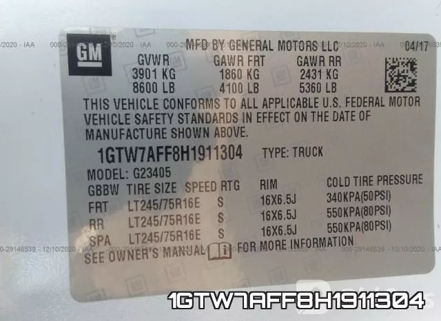 1GTW7AFF8H1911304 фото 10