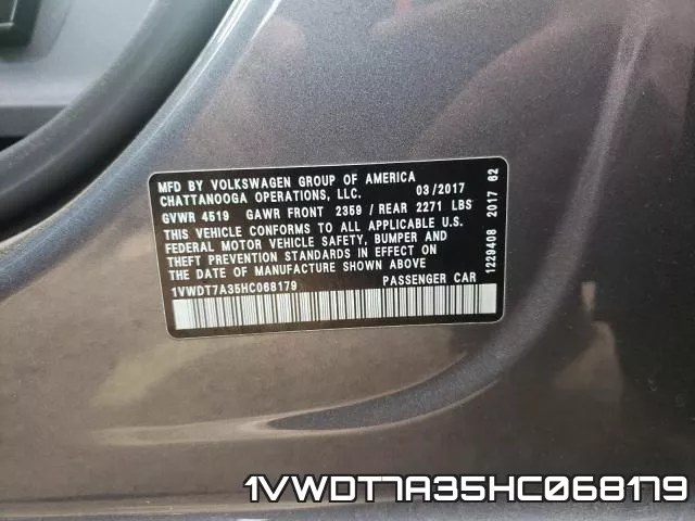 1VWDT7A35HC068179 фото 2