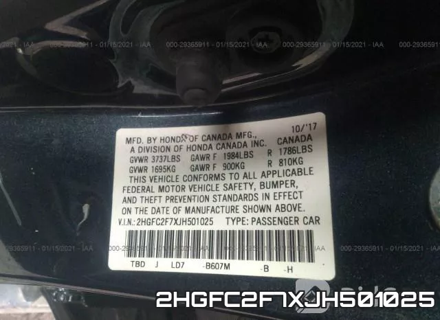 2HGFC2F7XJH501025 фото 10
