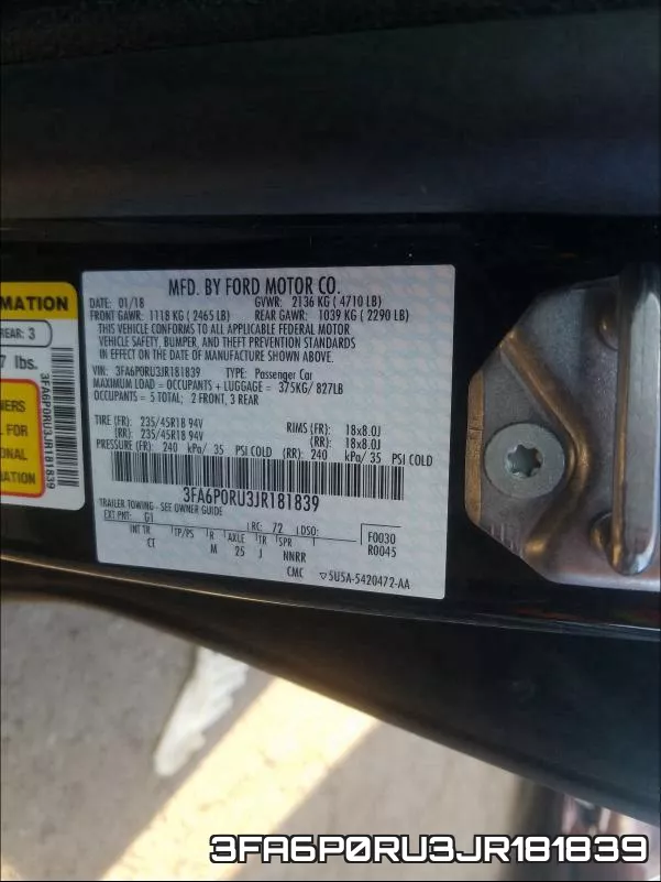3FA6P0RU3JR181839 фото 2
