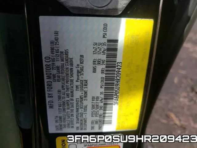 3FA6P0SU9HR209423 фото 2