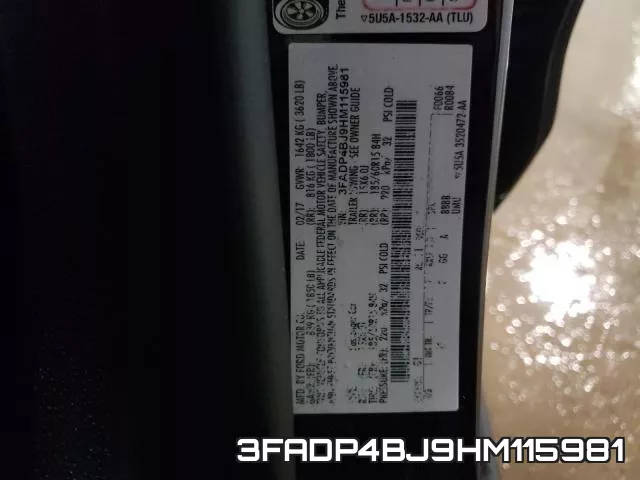 3FADP4BJ9HM115981 фото 2