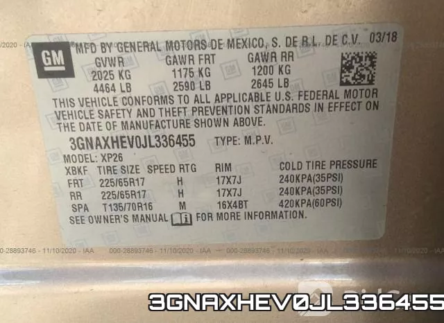 3GNAXHEV0JL336455 фото 10