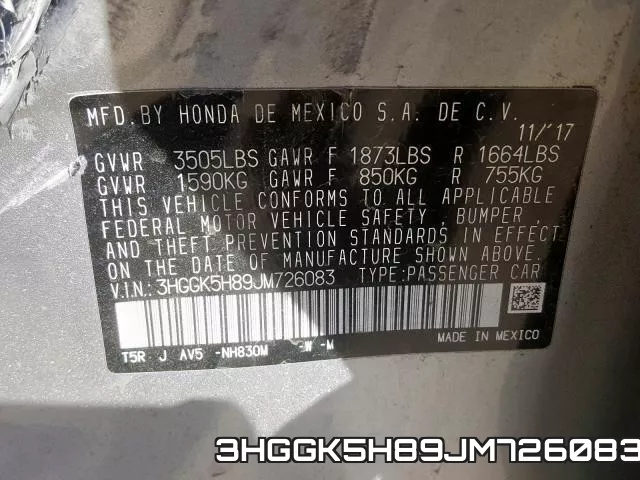 3HGGK5H89JM726083 фото 2
