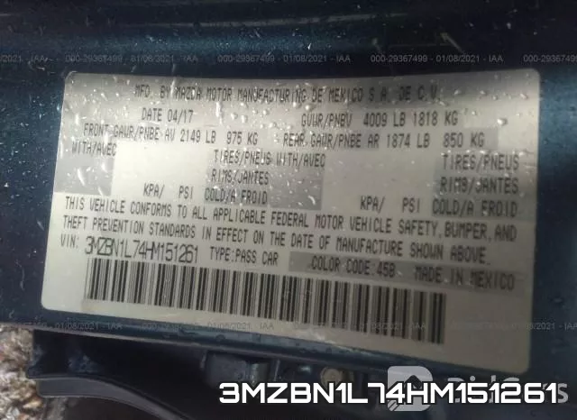 3MZBN1L74HM151261 фото 9