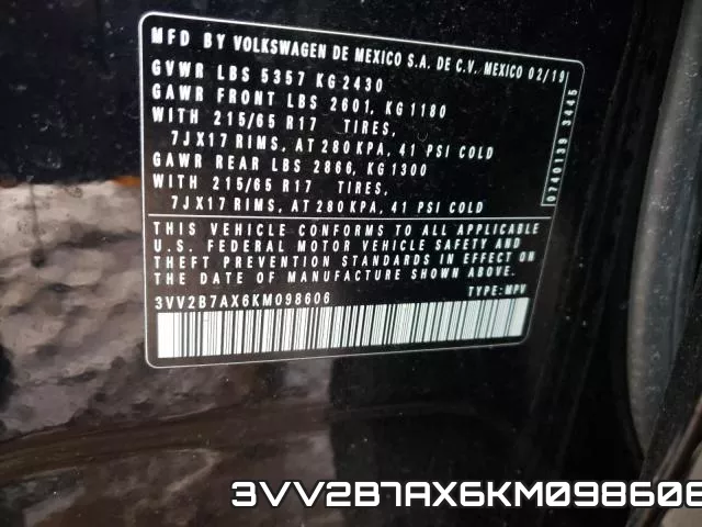 3VV2B7AX6KM098606 фото 2