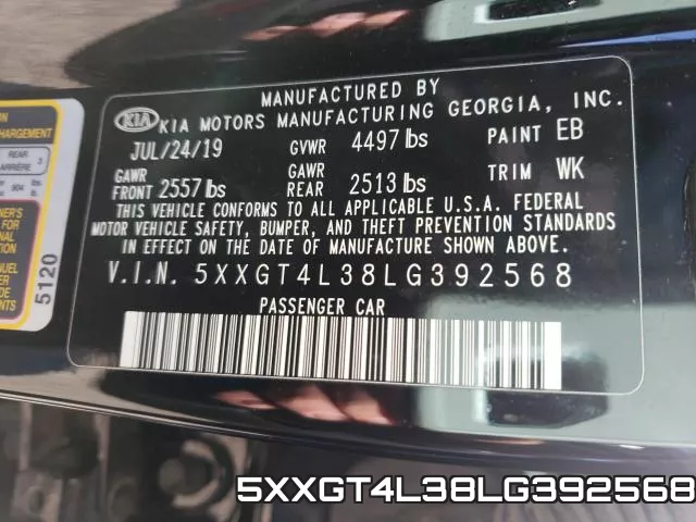 5XXGT4L38LG392568 фото 2