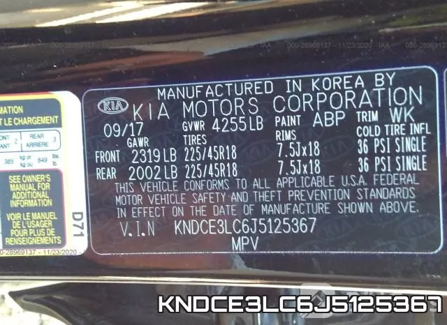 KNDCE3LC6J5125367 фото 10