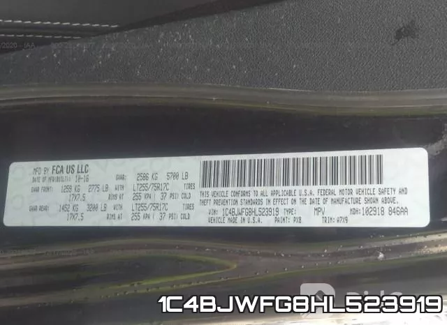 1C4BJWFG8HL523919 фото 8