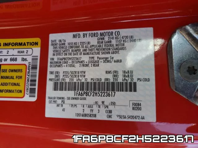 1FA6P8CF2H5223617 фото 2