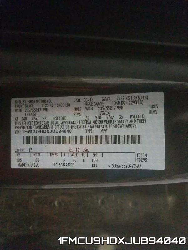 1FMCU9HDXJUB94040 фото 2