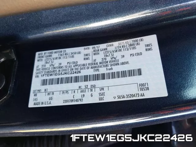 1FTEW1EG5JKC22426 фото 2