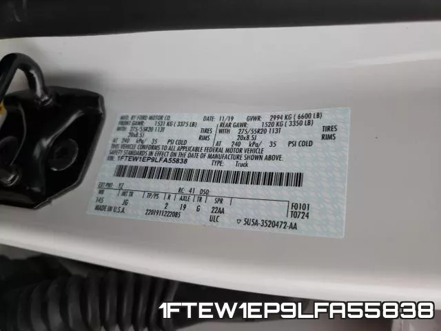 1FTEW1EP9LFA55838 фото 2