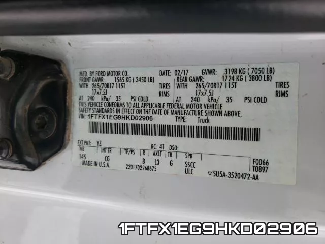 1FTFX1EG9HKD02906 фото 2