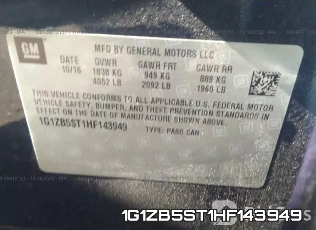 1G1ZB5ST1HF143949 фото 10