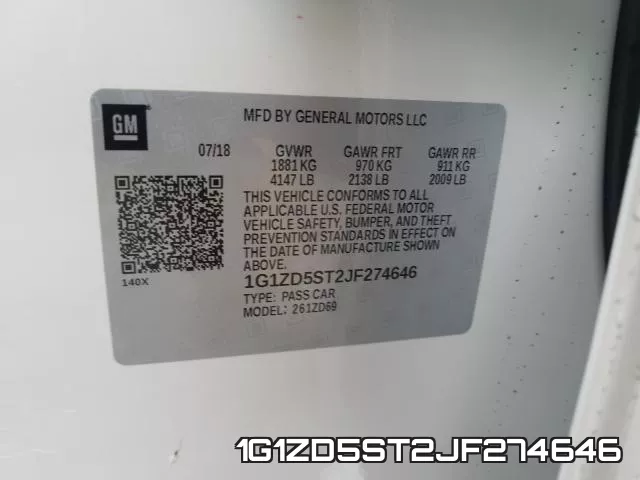 1G1ZD5ST2JF274646 фото 2