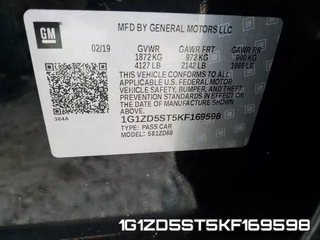 1G1ZD5ST5KF169598 фото 2