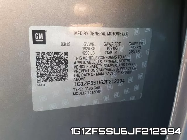 1G1ZF5SU6JF212394 фото 2