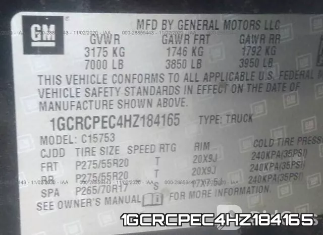 1GCRCPEC4HZ184165 фото 8