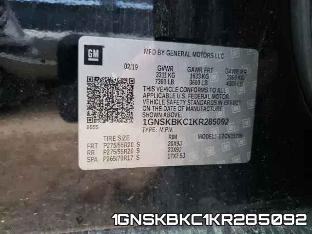 1GNSKBKC1KR285092 фото 2