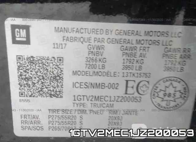 1GTV2MEC1JZ200053 фото 10