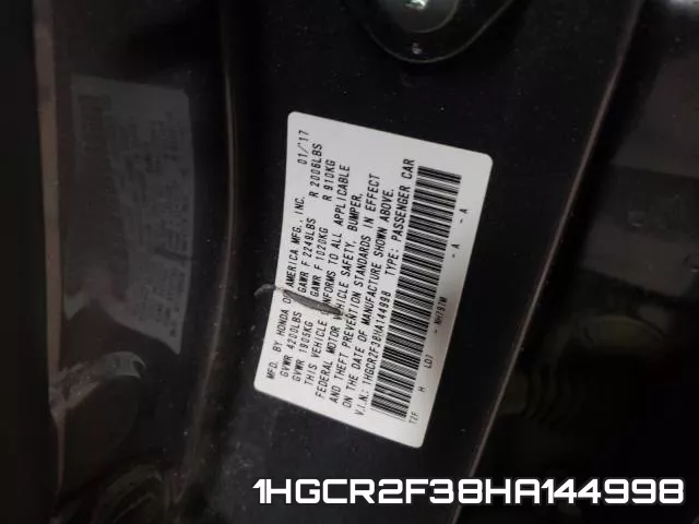 1HGCR2F38HA144998 фото 2
