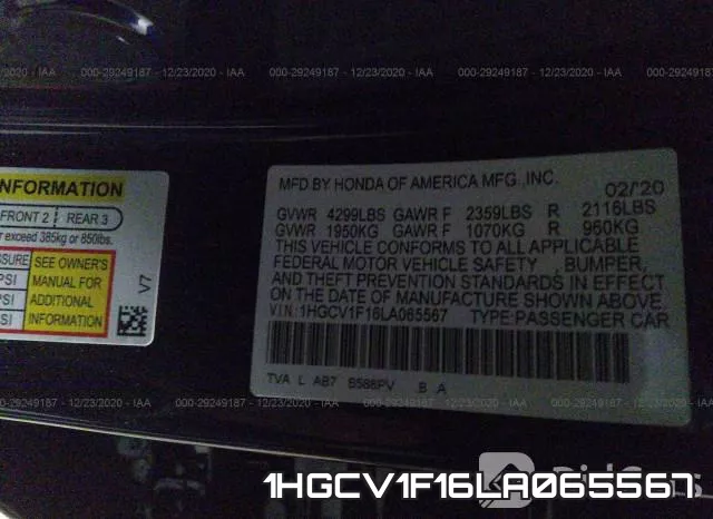 1HGCV1F16LA065567 фото 9