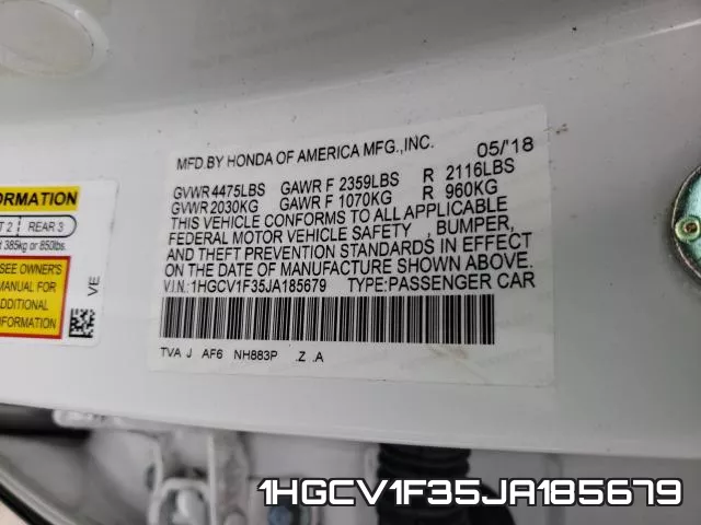 1HGCV1F35JA185679 фото 2