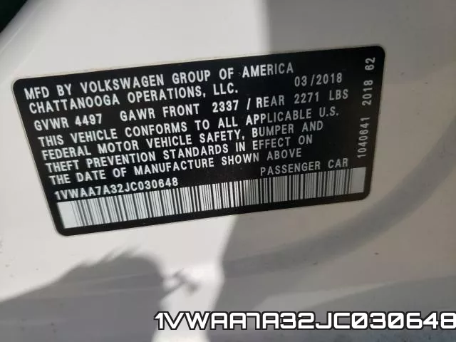 1VWAA7A32JC030648 фото 2