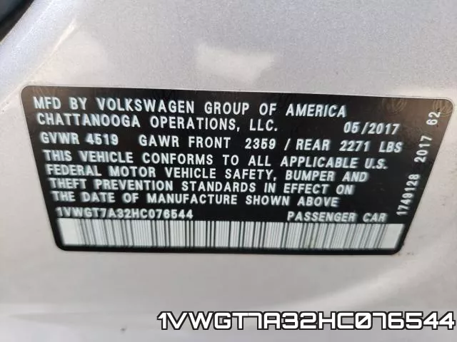 1VWGT7A32HC076544 фото 2