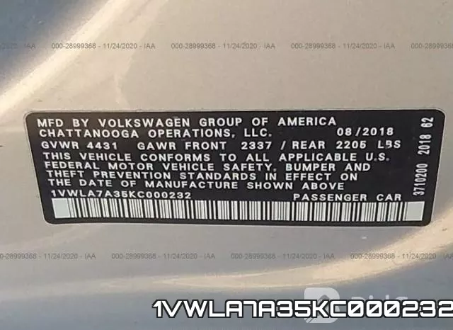 1VWLA7A35KC000232 фото 9