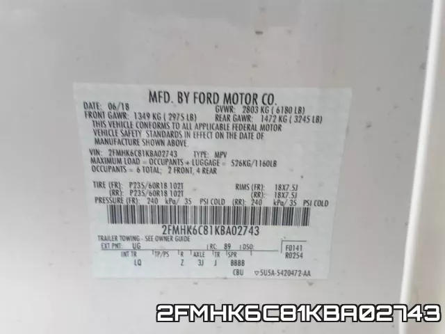 2FMHK6C81KBA02743 фото 2