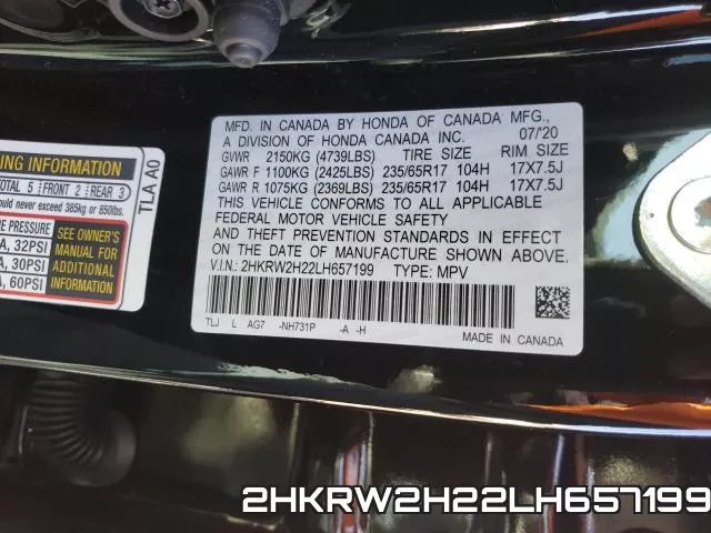 2HKRW2H22LH657199 фото 2