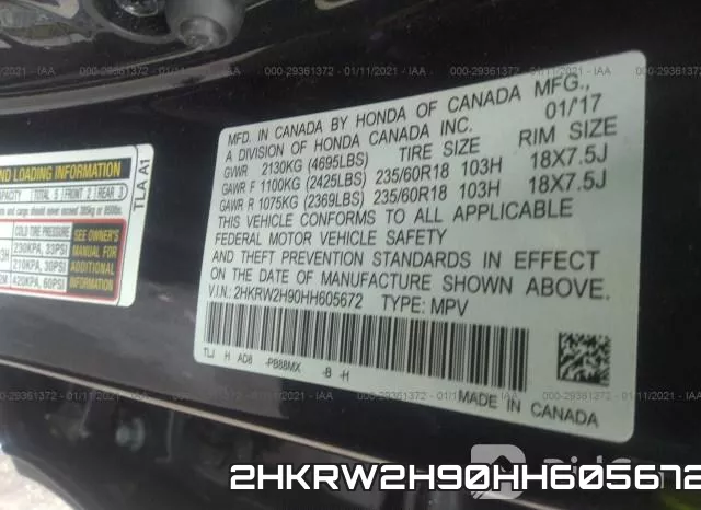 2HKRW2H90HH605672 фото 10
