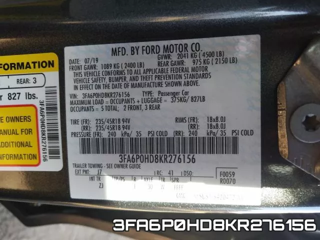 3FA6P0HD8KR276156 фото 2