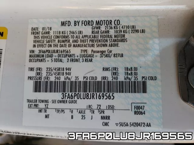 3FA6P0LU8JR169565 фото 2