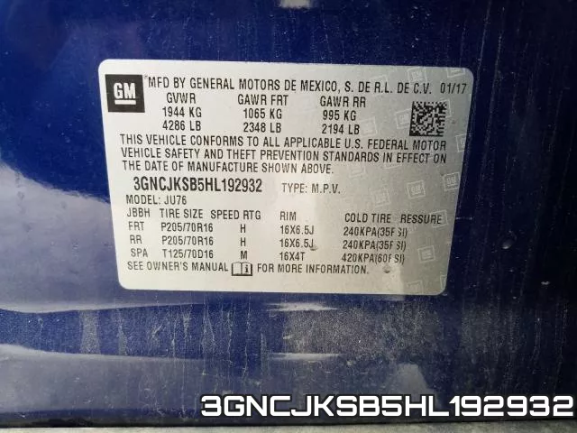 3GNCJKSB5HL192932 фото 2